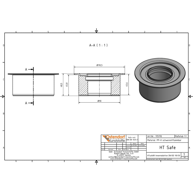 Gebr. Ostendorf - HTsafeRI Innenreduktion DN 110x50