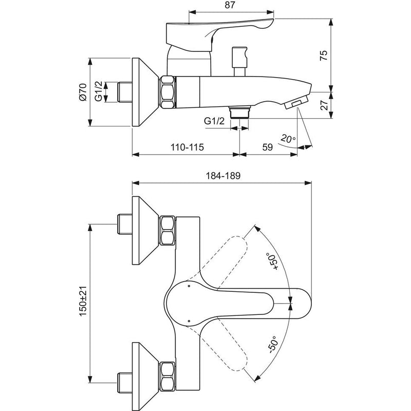 Ideal Standard - Badearmatur AP ALPHA, Chrom