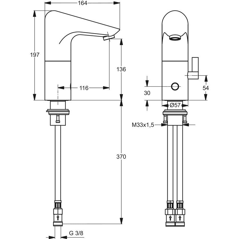 Ideal Standard - WT-Armatur elektronisch CERAPLUS A4154A mit Mischung Netzbetrieb chrom
