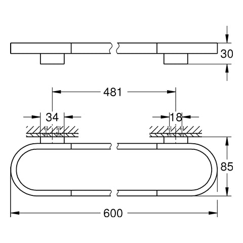 Grohe - Badetuchhalter/Halter SELECTION 41056 600mm warm sunset gebürstet