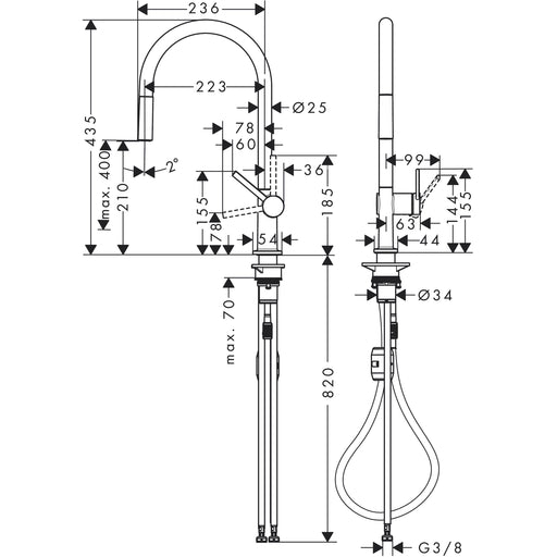 Hansgrohe - Spültischmischer 210 TALIS M54 Ausziehauslauf 1jet chrom