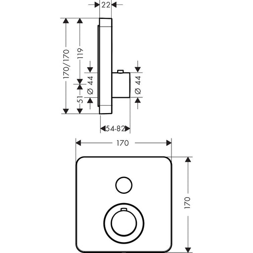 Hansgrohe - Thermostat UP AXOR Showerselect Fertigset 1 Verbraucher chrom