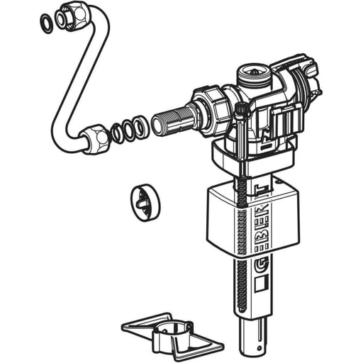 Geberit Vertriebs - Typ 383 Füllventil, WA seitlich 3/8, Nippel aus Messing, für UP-SPK