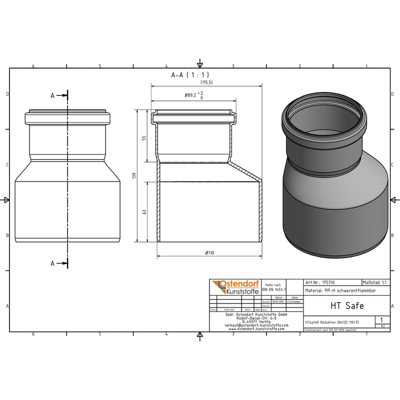 Gebr. Ostendorf - HTsafeR Reduktion DN 110x75