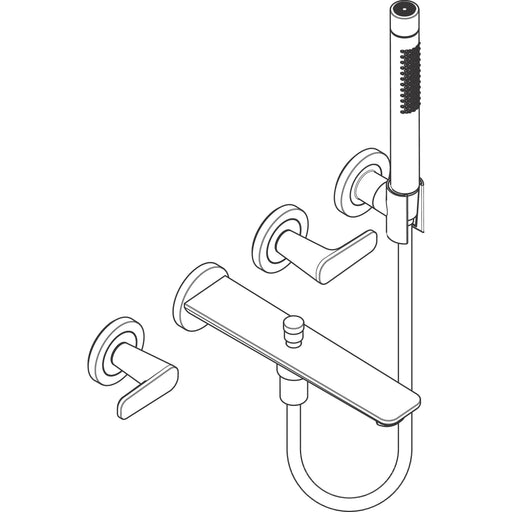 Hansgrohe - 3-Loch Fertigset Wannemisch.Wand UP Axor Citterio C mit Handbrause MSW