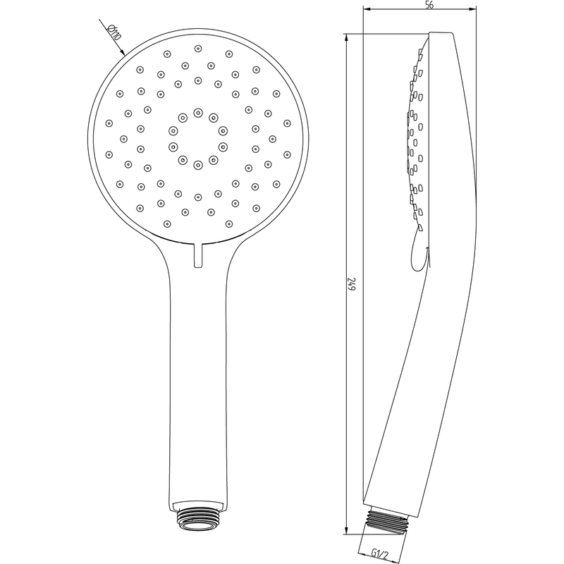 VILLEROY & BOCH - Handbrause m drei Strahlarten Universal Showers 110x250x56mm Ru. Chrom