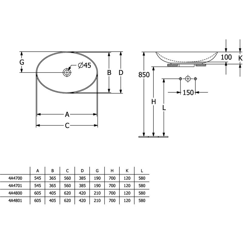 VILLEROY & BOCH - Aufsatzwaschbecken Loop&Friends 560x 380mm Oval m. ÜL. Graphite CeramicPlus