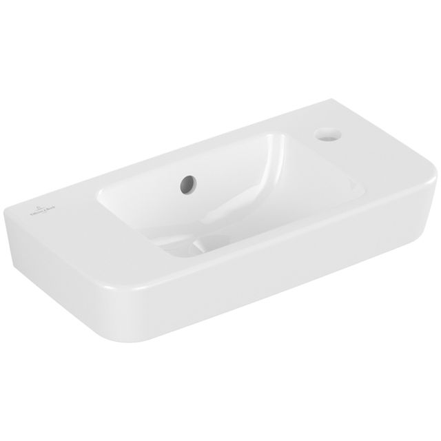VILLEROY & BOCH - HWB Compact O.novo 500x250mm Eckig 1HL. re m. ÜL. Weiß Alpin cplus