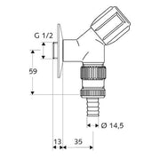 SCHELL - Ger. Schrägsitzventil COMFORT 1/2 chrom m.RV +Schl.-Verschrbg