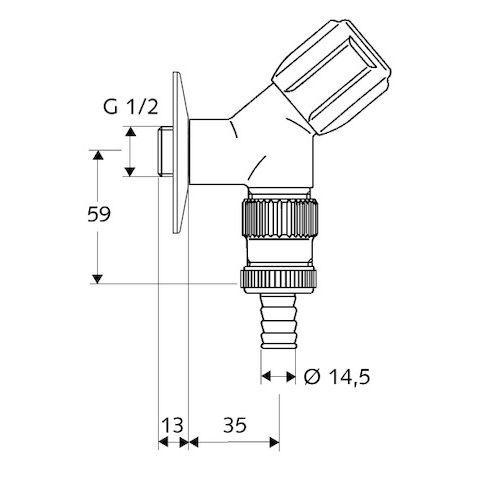 SCHELL - Ger. Schrägsitzventil COMFORT 1/2 chrom m.RV +Schl.-Verschrbg