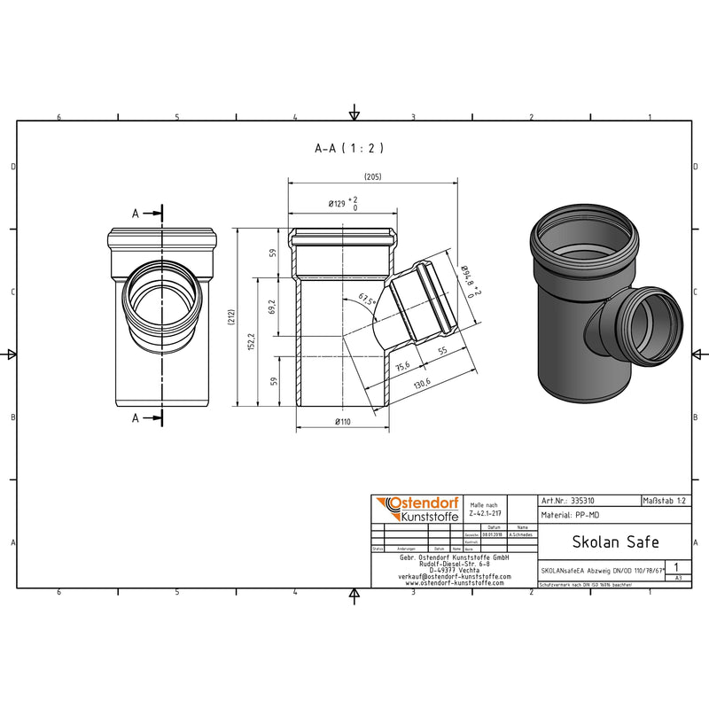Gebr. Ostendorf - Safe Abzweig DN/OD 110/78 67Grad