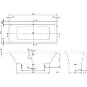 VILLEROY & BOCH - Badewanne Architectura 180ARE2B1 re-eckig m. Sys AC TP1 Zul. Weiß Alpin