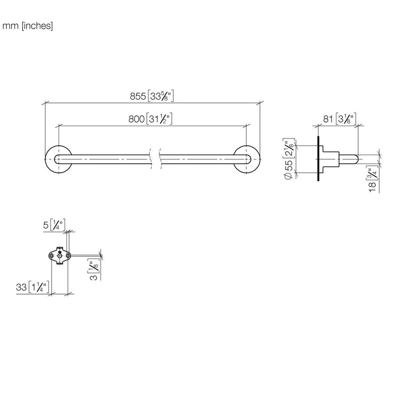Dornbracht - Badetuchhalter 800 mm TARA 83080892-08 1015x142x89 platin