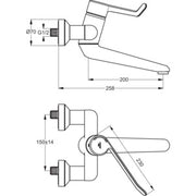Ideal Standard - Wand WT Sicherheitsarmatur CERAPLUS B8317A 200mm chrom
