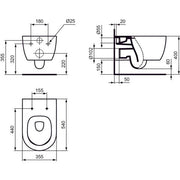 Ideal Standard - Wandtiefspül-WC BLEND Round, AquaBlade,360x545x340mm,Weiß m.IdealPlus