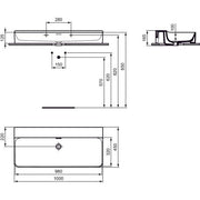 Ideal Standard - Waschtisch CONCA, o.Hl., m.Ül., 1000x450x165mm, Weiß mit IdealPlus