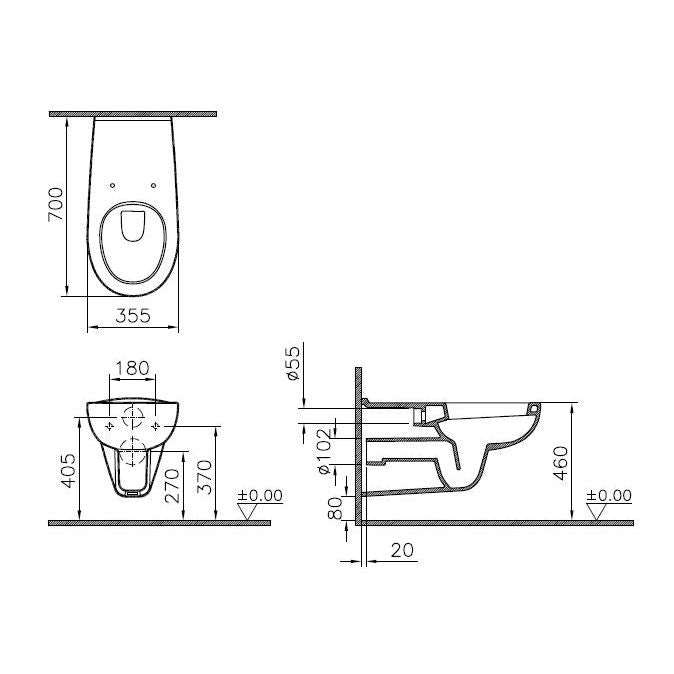 VitrA Bad - T-WWC CONFORMA 70cm weiß