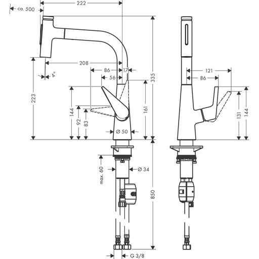 Hansgrohe - Spültischmischer 220 TALIS Select M51 Ausziehbrause 2jet edelstahl-optik