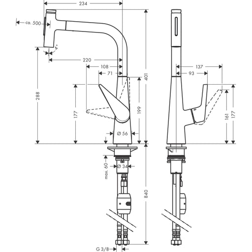 Hansgrohe - Spültischmischer 300 TALIS Select M51 Ausziehbrause 2jet edelstahl-optik