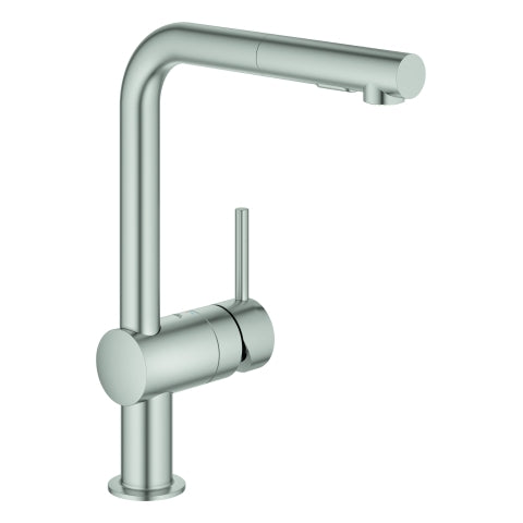 Grohe - EH-Spültischbatterie MINTA 30274 L-Auslauf azb. Spülbrause supersteel