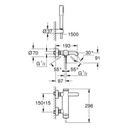Grohe - EH-Wannenbatterie ESSENCE 25249_1 mit Brausegarnitur chrom