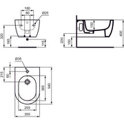 Ideal Standard - Wand-Bidet BLEND Round, 1 Hl., 355x540x250mm, Weiß