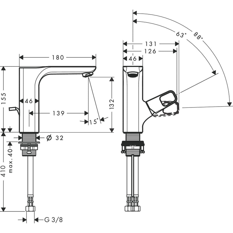 Hansgrohe - Waschtischmischer 130 AXOR Urquiola chrom
