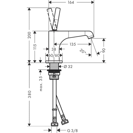 Hansgrohe - Waschtischmischer 115 AXOR CITTERIO E für Handwaschbecken ohne Zugstange chrom