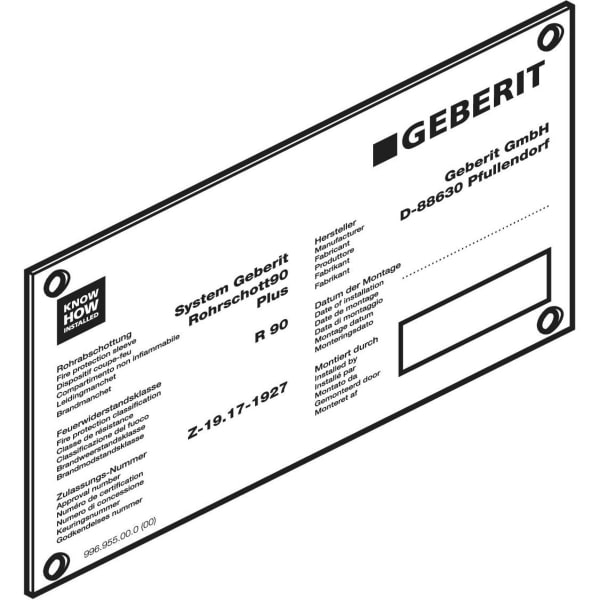 Geberit Vertriebs - Hinweisschild zu Schachtschott Typ Quattro