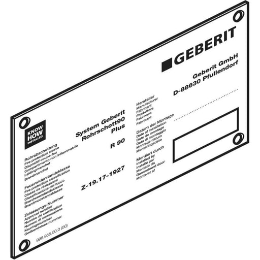 Geberit Vertriebs - Hinweisschild zu Schachtschott Typ Quattro