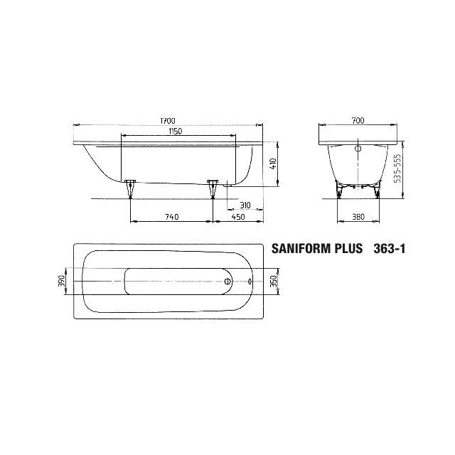 Franz Kaldewei - Badewanne SANIFORM PLUS 363-1 1700x700mm weiß