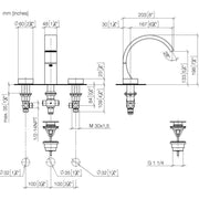 Dornbracht - WT-3-Lochbatt. mit Ablaufgarnitur CYO 20713811 Dark Platinum gebürstet