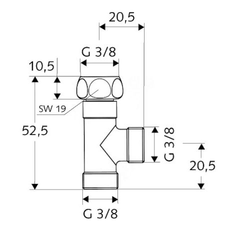 SCHELL - T-Stück 3/8 chrom für NA-und Spültischventile