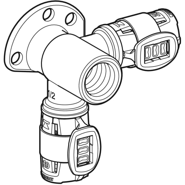 Geberit Vertriebs - FlowFit Eckanschlusswinkel 90Gr Rg+ d20-Rp1/2 L:36mm