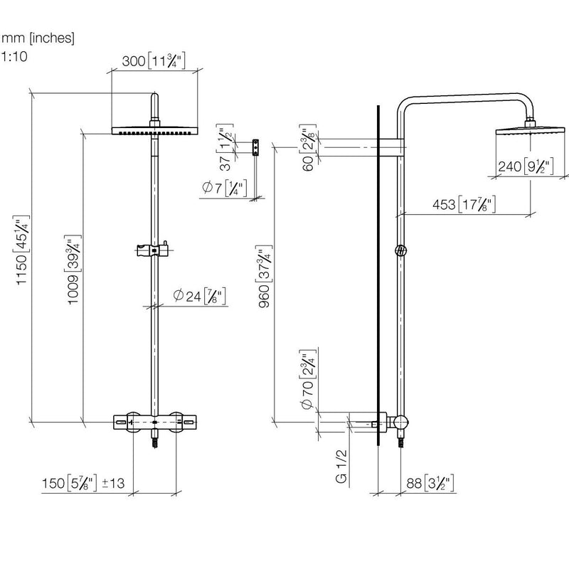 Dornbracht - mit Brause-Thermostat SYMETRICS 34459980 platin gebürstet