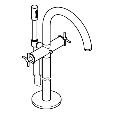 Grohe - 2-Griff-Wannenbatt. Atrio 25272 FMS Bodenmontag Kreuz-Griff warm sunset