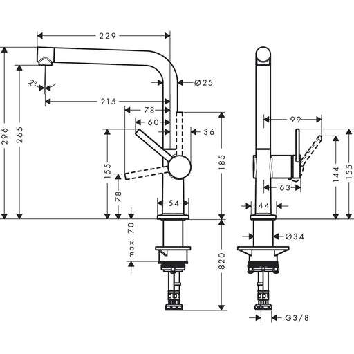 Hansgrohe - Spültischmischer 270 TALIS M54 1jet chrom