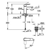 Grohe - EH-Waschtischbatterie Cubeo 101757 M-Size MST kalt PO-Ablaufgarnitur chrom