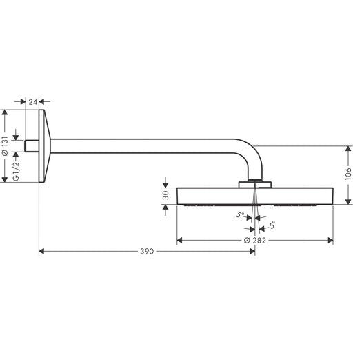 Hansgrohe - Kopfbrause AXOR One 280 1jet mit Brausearm chrom