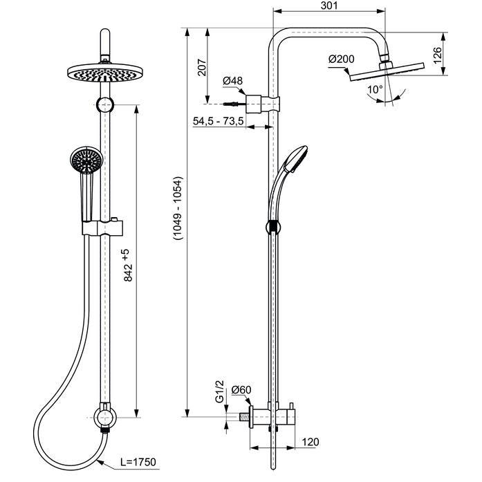 Ideal Standard - Duschsystem für UP-Armatur IDEALRAIN A5689 chrom