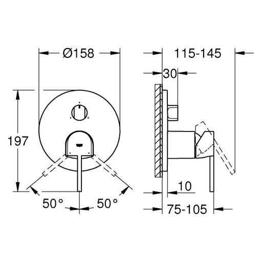 Grohe - Einhandbatterie PLUS 24093_3 FMS für 35600 3-Wege Umstellung supersteel