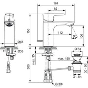 Ideal Standard - WT-Armatur CONNECT AIR, 5 l/min., m.Ablgarn., Ausld.112mm, Blizzard silver