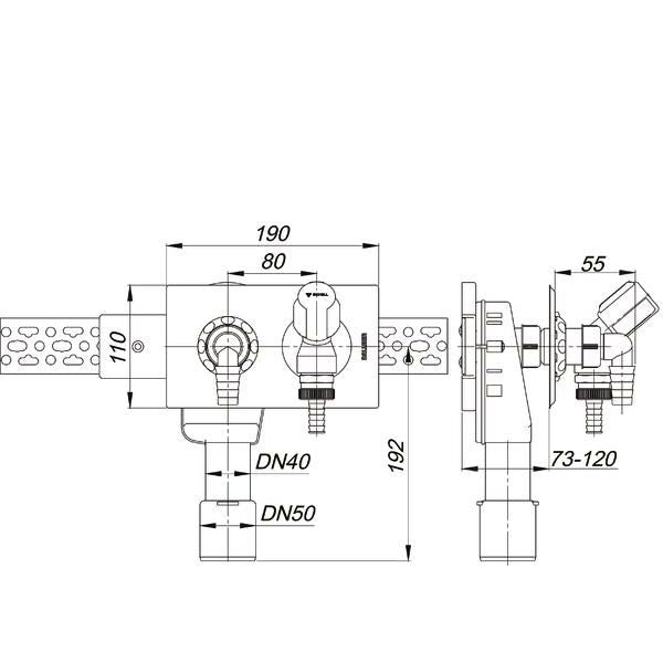 DALLMER UP-Waschgeräte-Siphon 406 DN40/50 # 130600