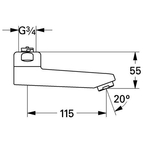 Grohe - Gussauslauf 3/4 13461 Ausladung 115mm Höhe 55mm chrom