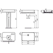 Ideal Standard - Schale CONCA, o.Hl., o.Ül., eckig, 600x400x110mm, Weiß
