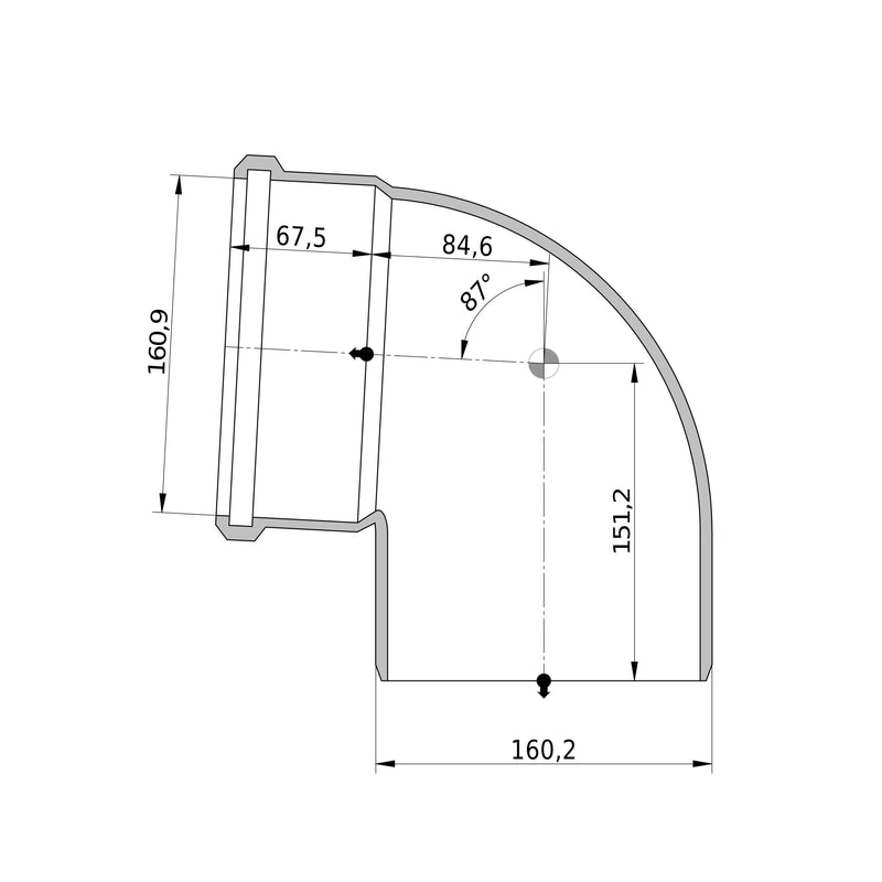 Wavin - Bogen AS+ DN 150 87 Grad