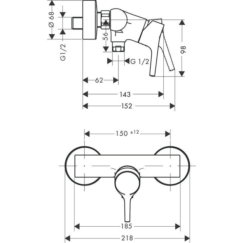 Hansgrohe - Brausenmischer Aufputz Talis S chrom chrom
