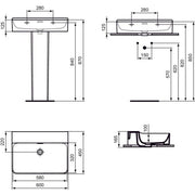 Ideal Standard - Waschtisch CONCA, o.Hl., m.Ül., 600x450x165mm, Weiß