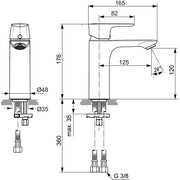 Ideal Standard - Waschtischarm. CONNECT AIR, Grande 5 l/min., o.Ablgarn., Ausld.125mm, Chrom