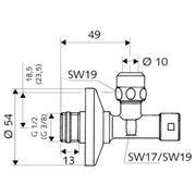 SCHELL - Eckregulierventil 1/2chrom m. ges. Betätigung u. ASAG